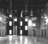 main hall with steel curtain wall, photo: P. Cook Apr 1985